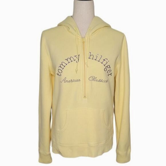Tommy Hilfiger Yellow Half Zip Size M Hoodie - Picture 1 of 8